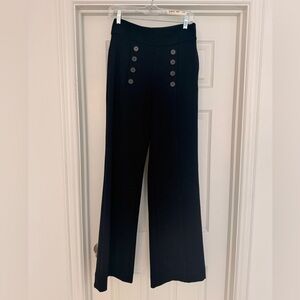 JOIE Navy High-Waisted Wide-Leg Trousers